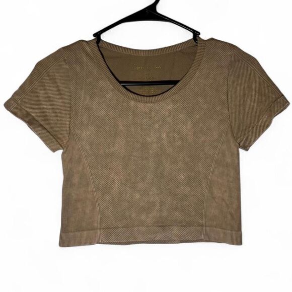 Women's Gypsy & Jade Small Cropped Ribbed Short Sleeve Top - Picture 1 of 7